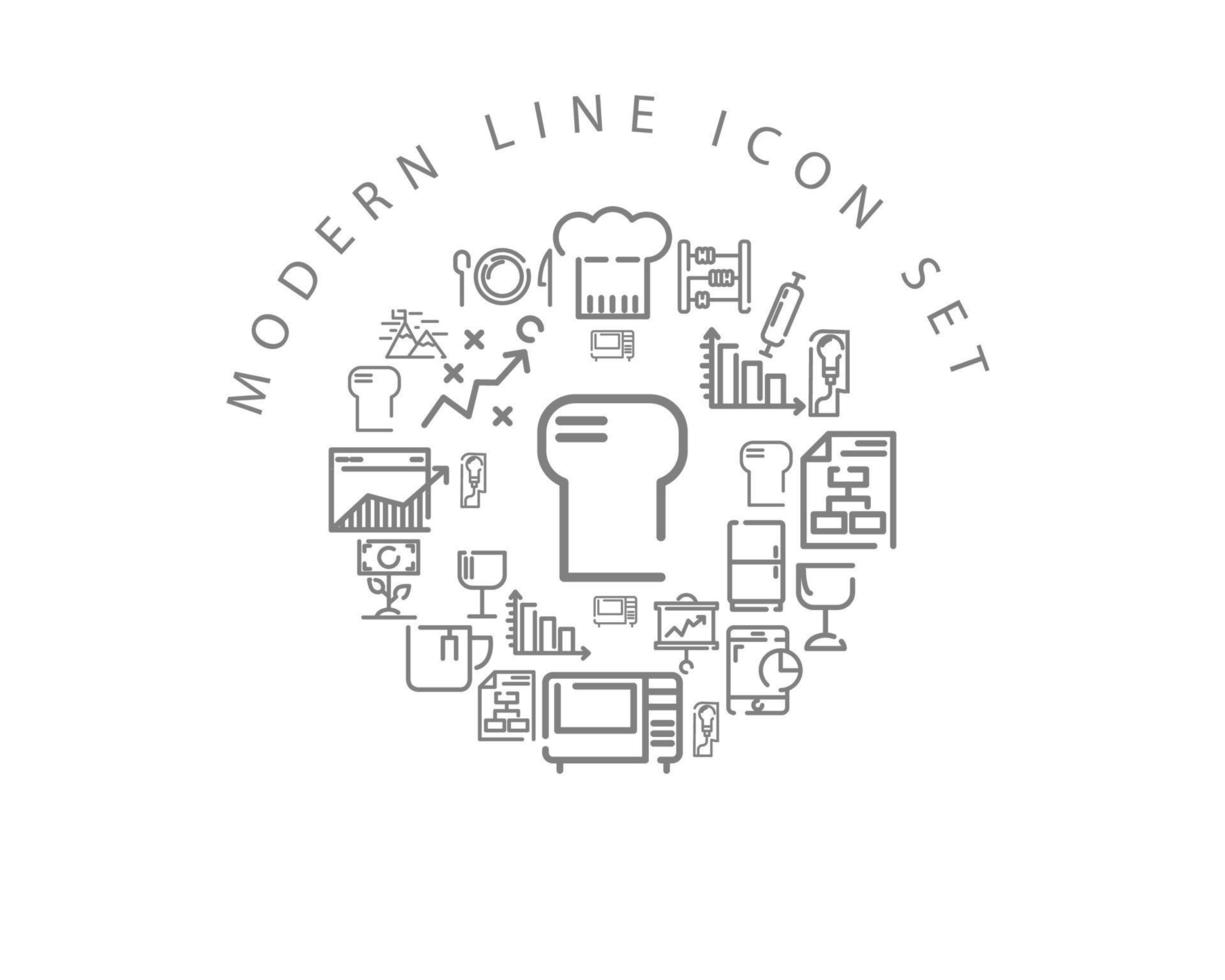 Modern line icon set design on white background icon set design on white background vector