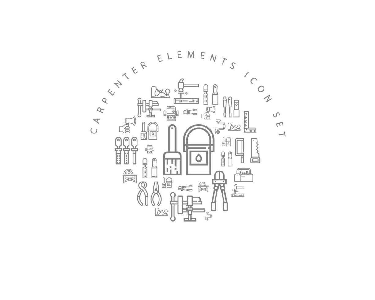 Carpenter icon set design on white background. vector