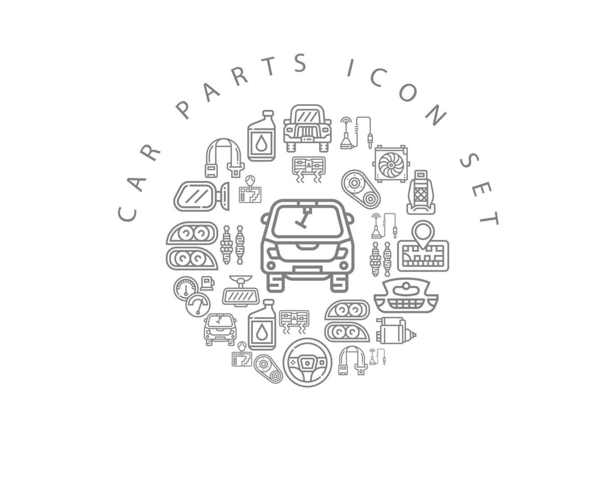 Car parts icon set design on white background. vector