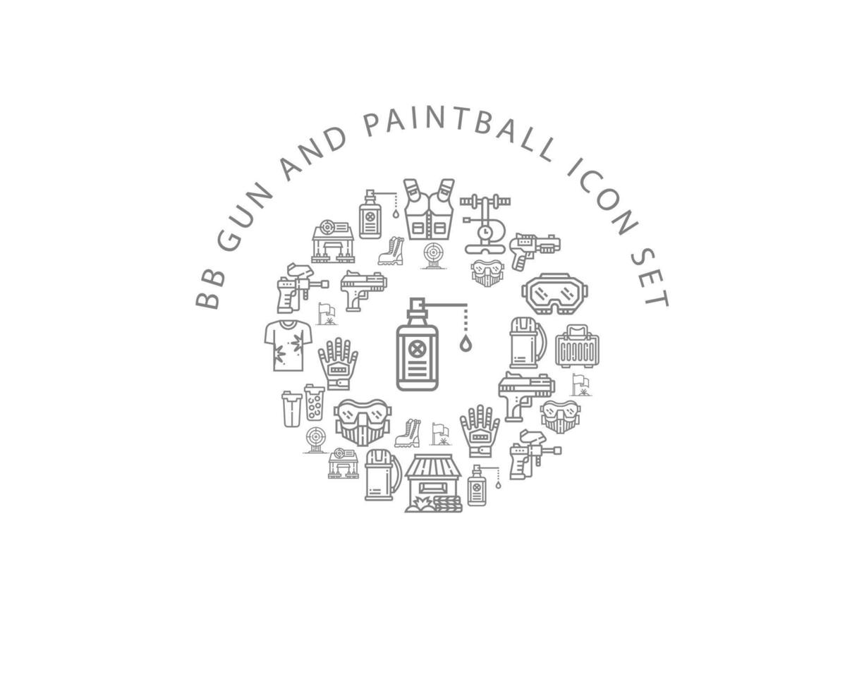 BB gun and paintball icon set on white background. vector