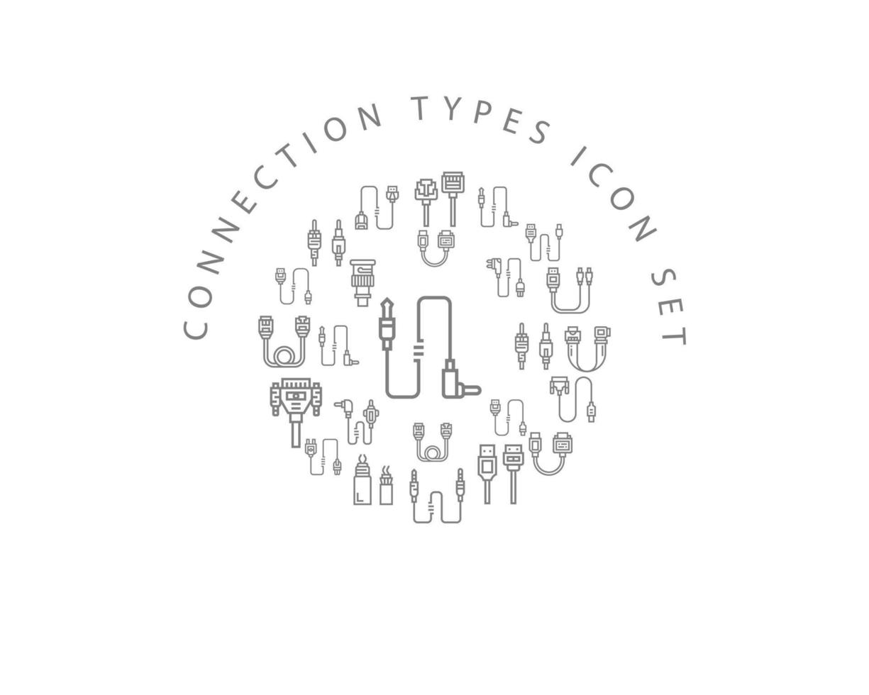 Connection types icon set design on white background vector