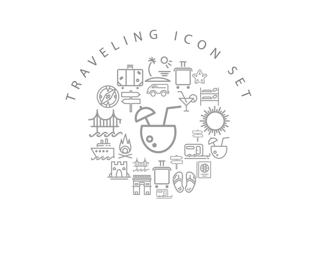 Traveling icon set design on white background. vector