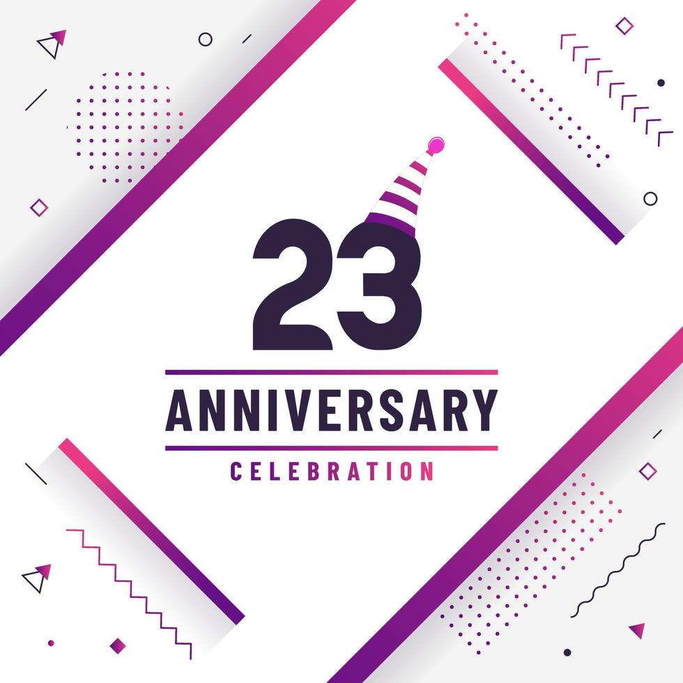 23 years anniversary greetings card, 23 anniversary celebration background free colorful vector. vector