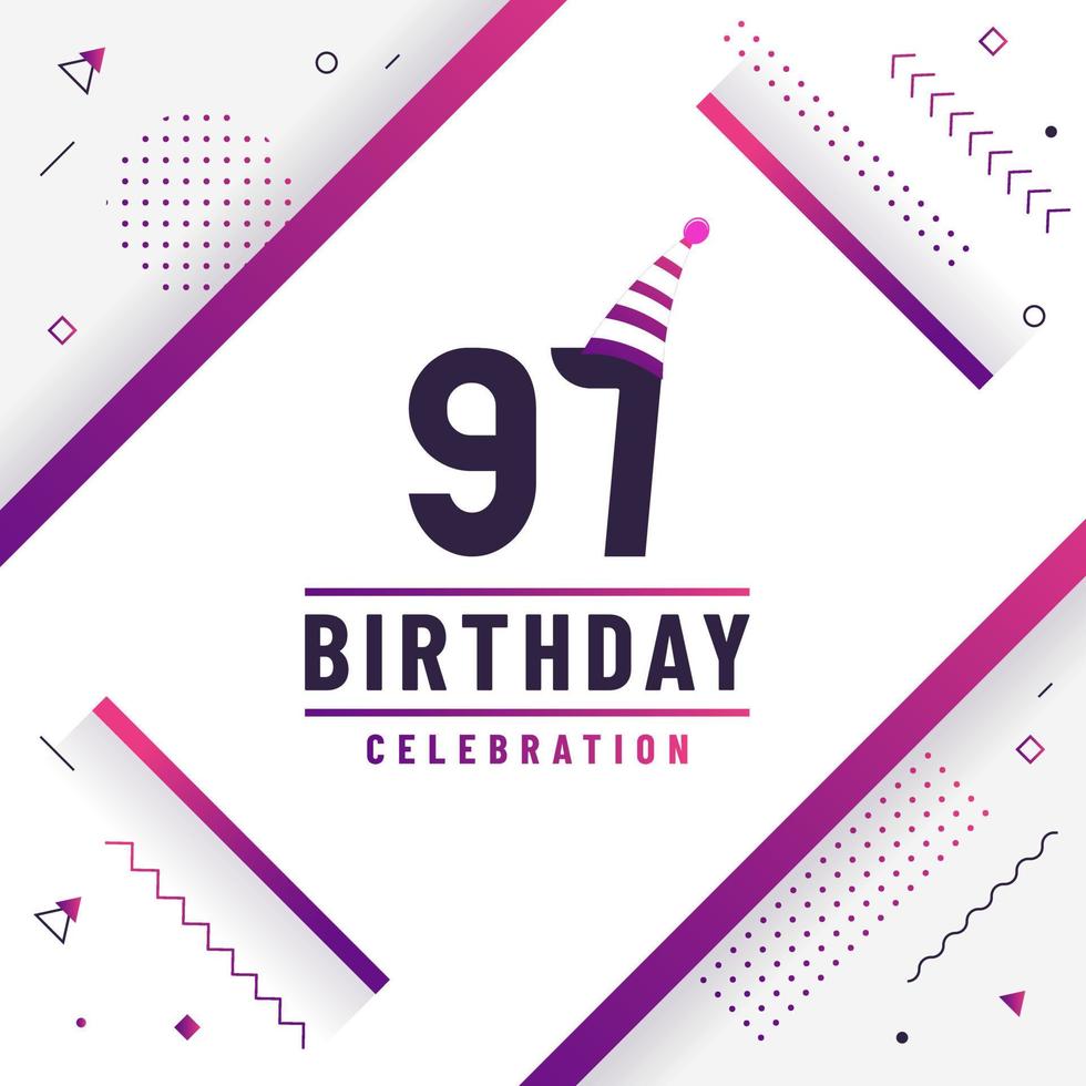 97 years birthday greetings card, 97th birthday celebration background free vector. vector