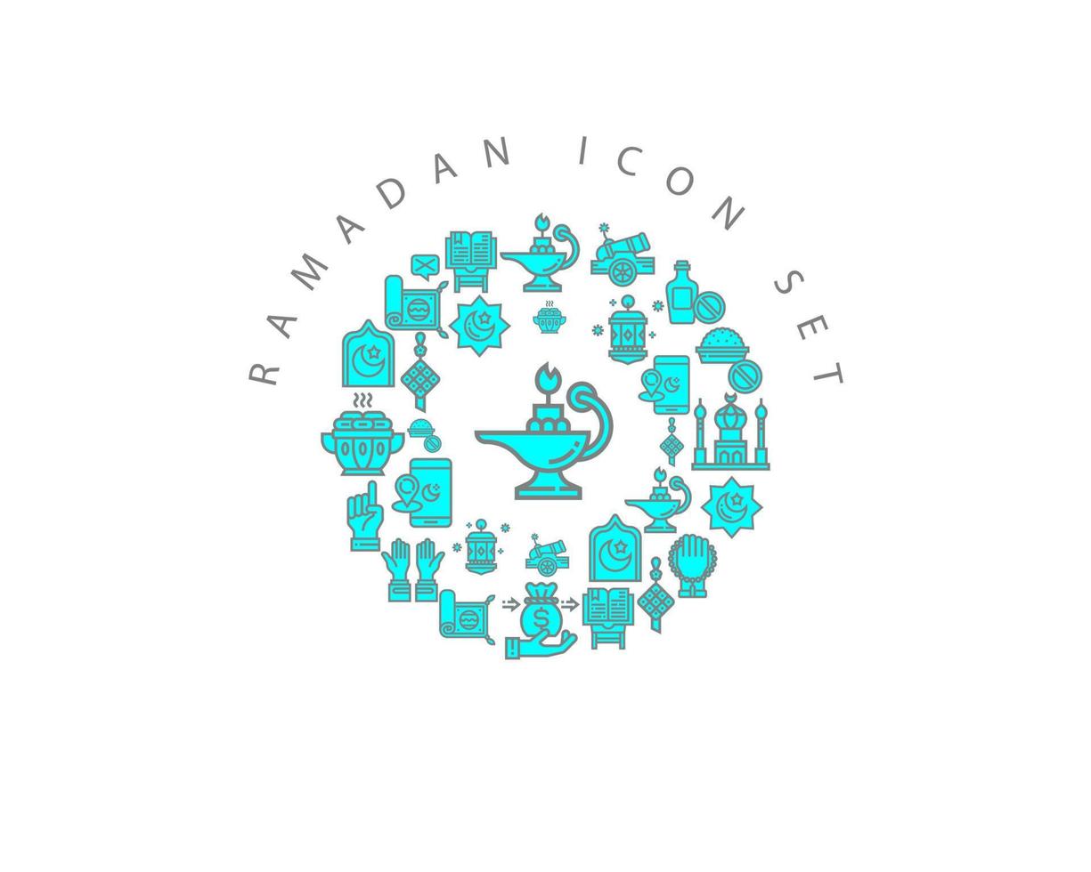 Ramadan icon set design on white background. vector