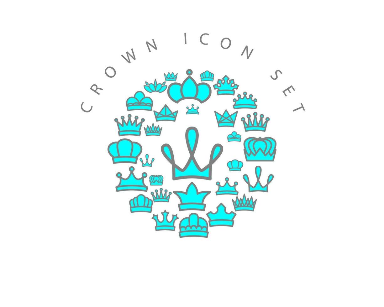 diseño de conjunto de iconos de corona sobre fondo blanco. vector