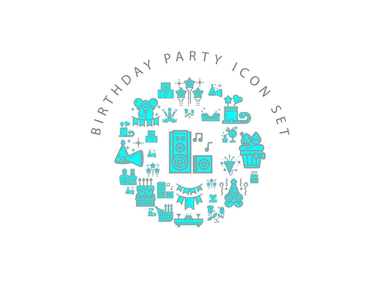 Birthday party  icon set design on white background. vector