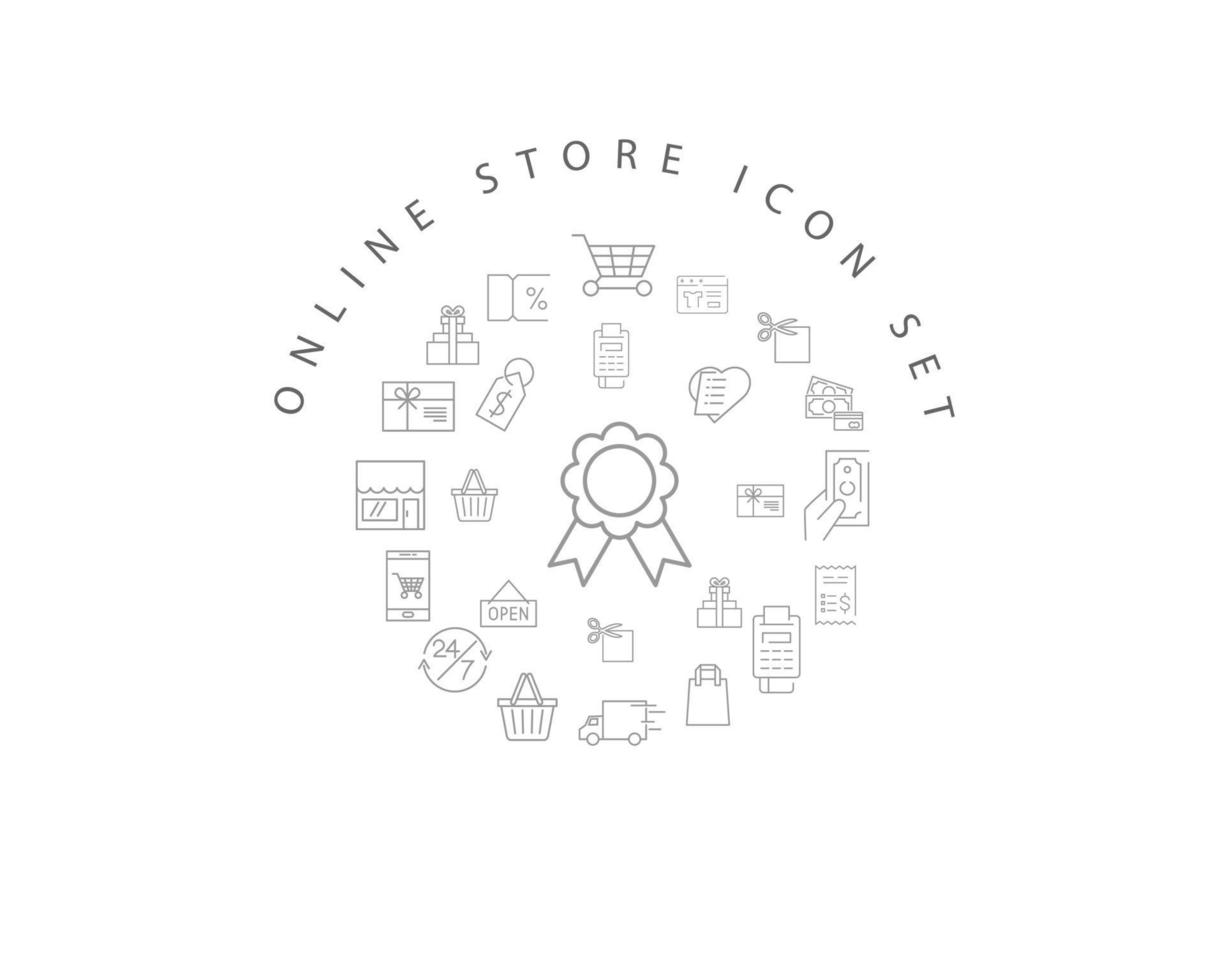 Online store icon set design on white background. vector