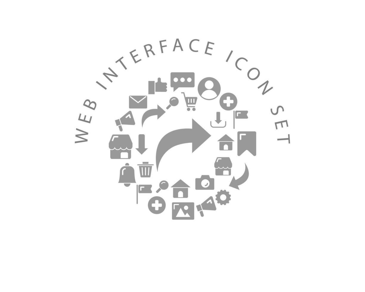 Web interface icon set design on white background. vector