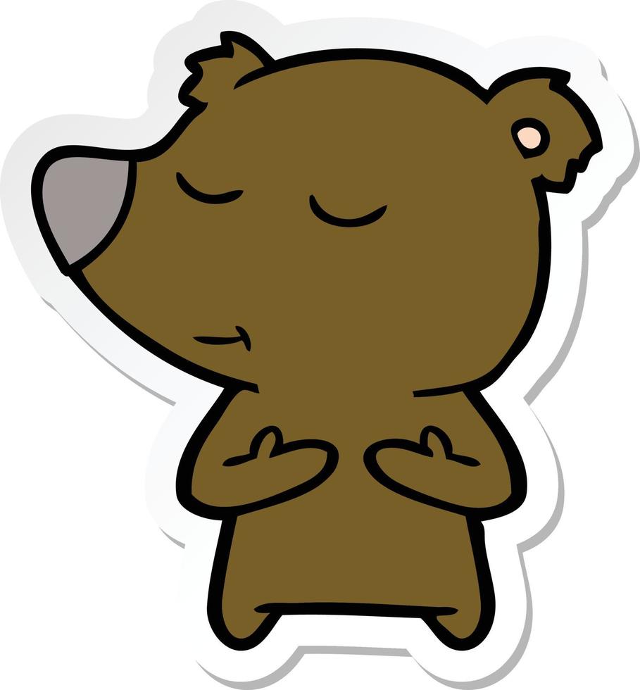 sticker of a happy cartoon bear vector