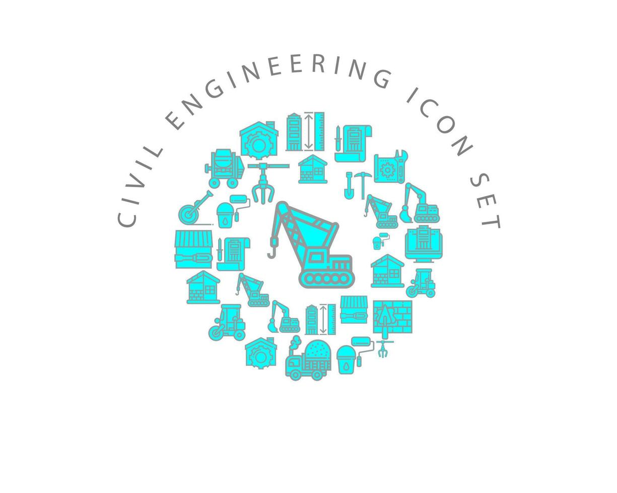 Civil engineering icon set design on white background vector