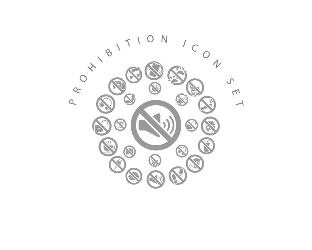 Prohibition icon set design on white background. vector