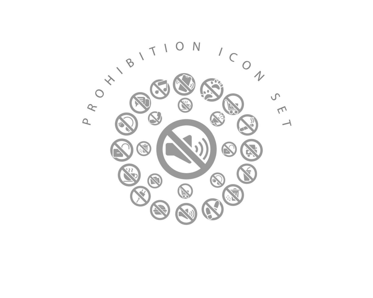 diseño de conjunto de iconos de prohibición sobre fondo blanco. vector