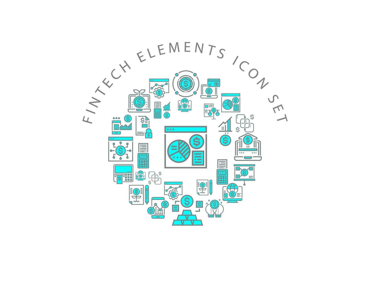 Fintech elements icon set design on white background vector