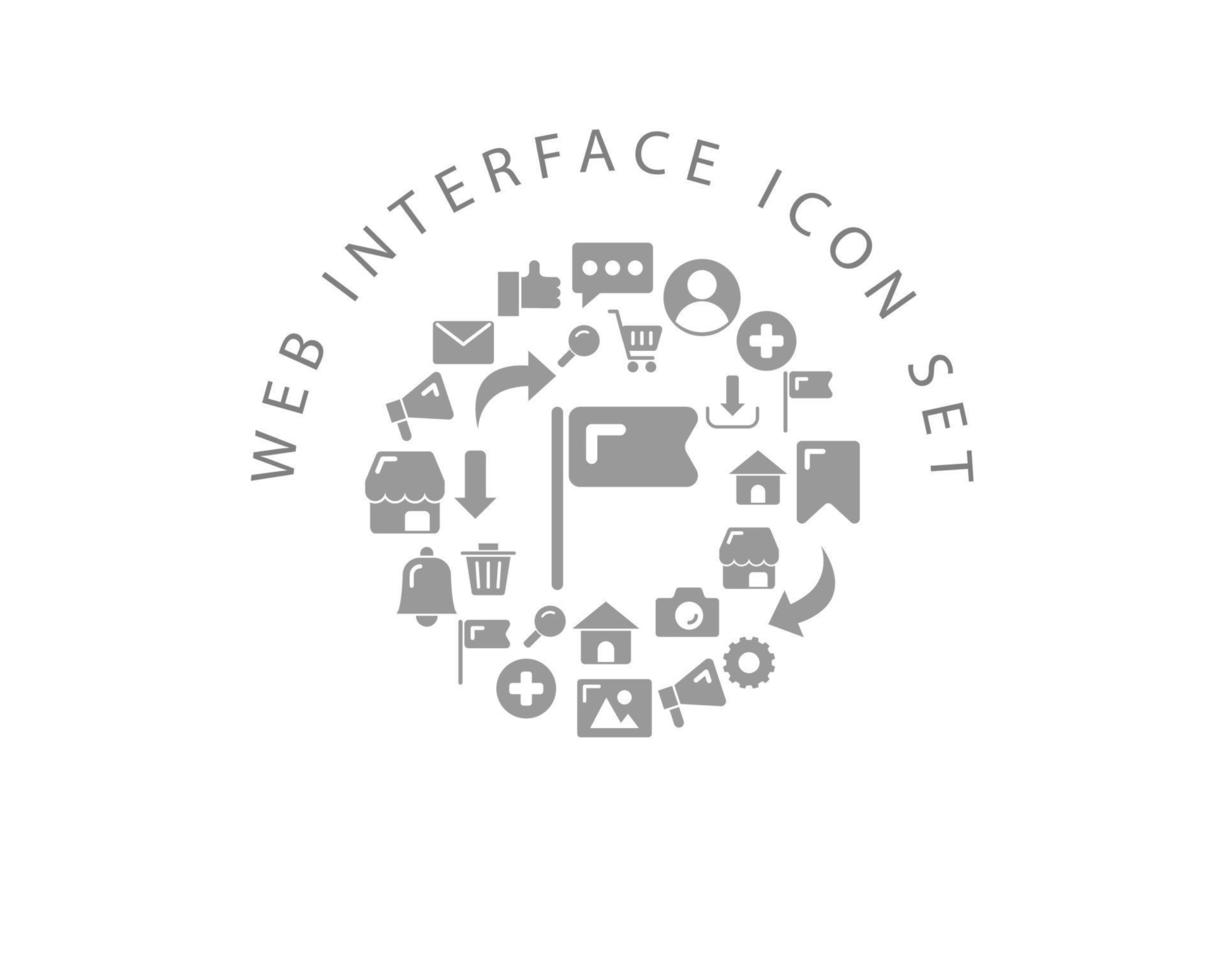 Web interface icon set design on white background. vector