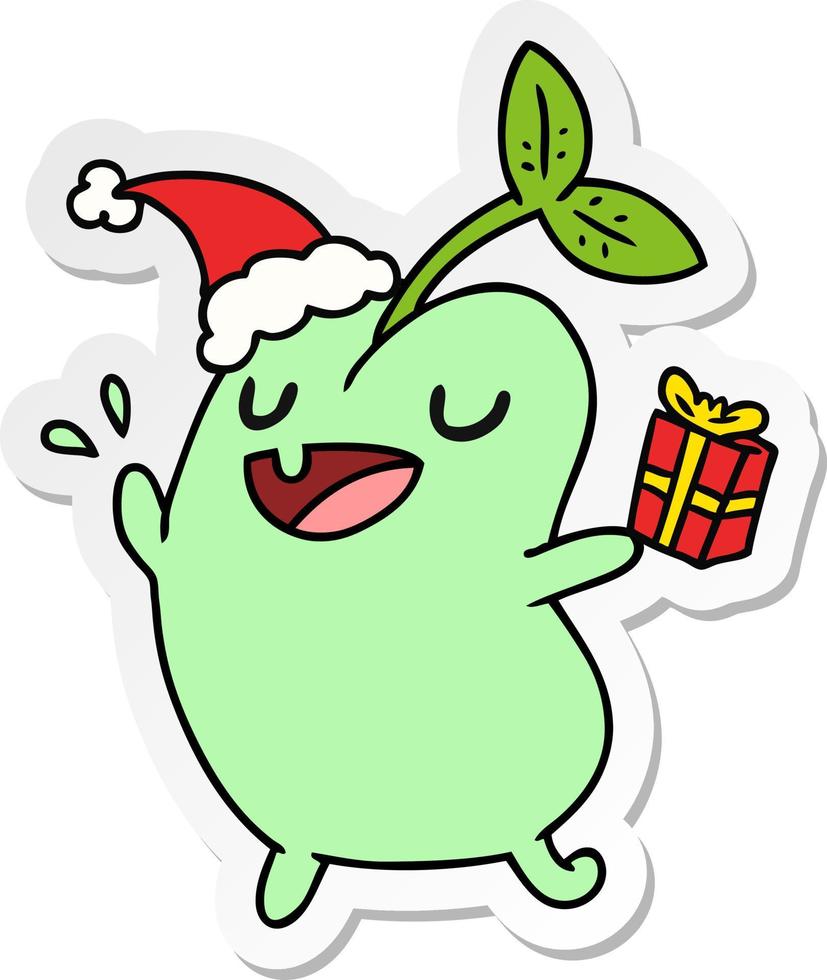 christmas sticker cartoon of kawaii seed vector