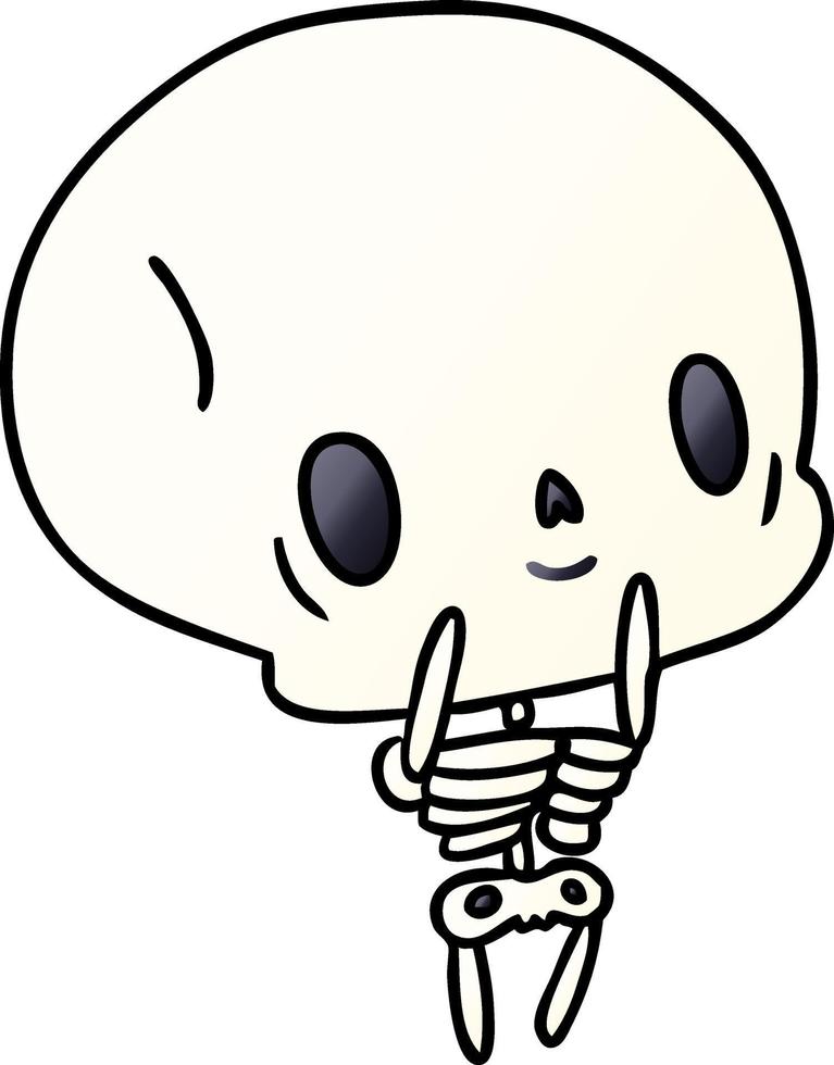 gradient cartoon kawaii cute dead skeleton vector