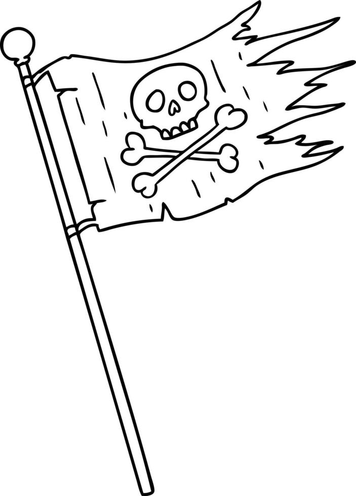 line drawing doodle of a pirates flag vector