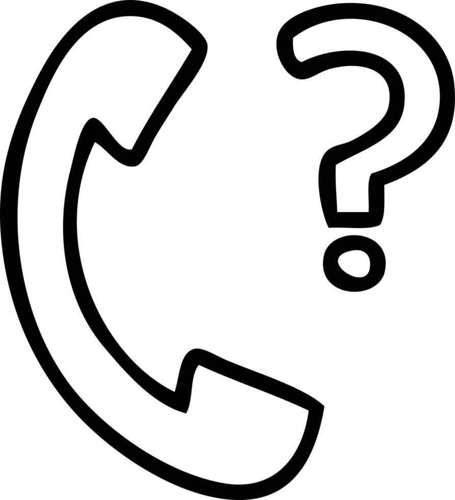 line drawing cartoon telephone receiver with question mark vector