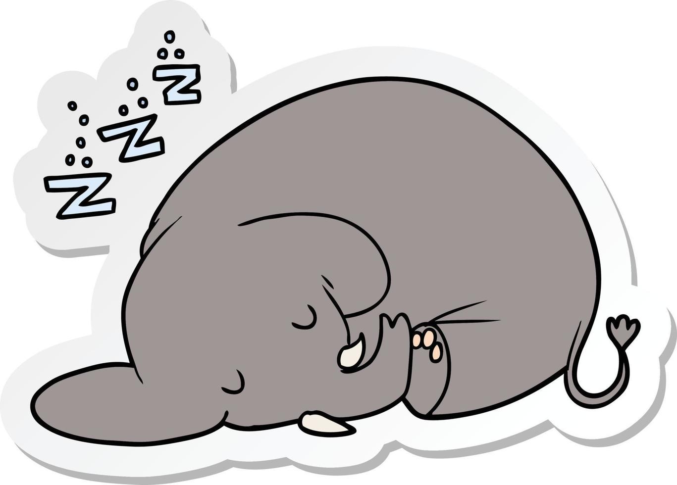 sticker of a cartoon sleeping elephant vector