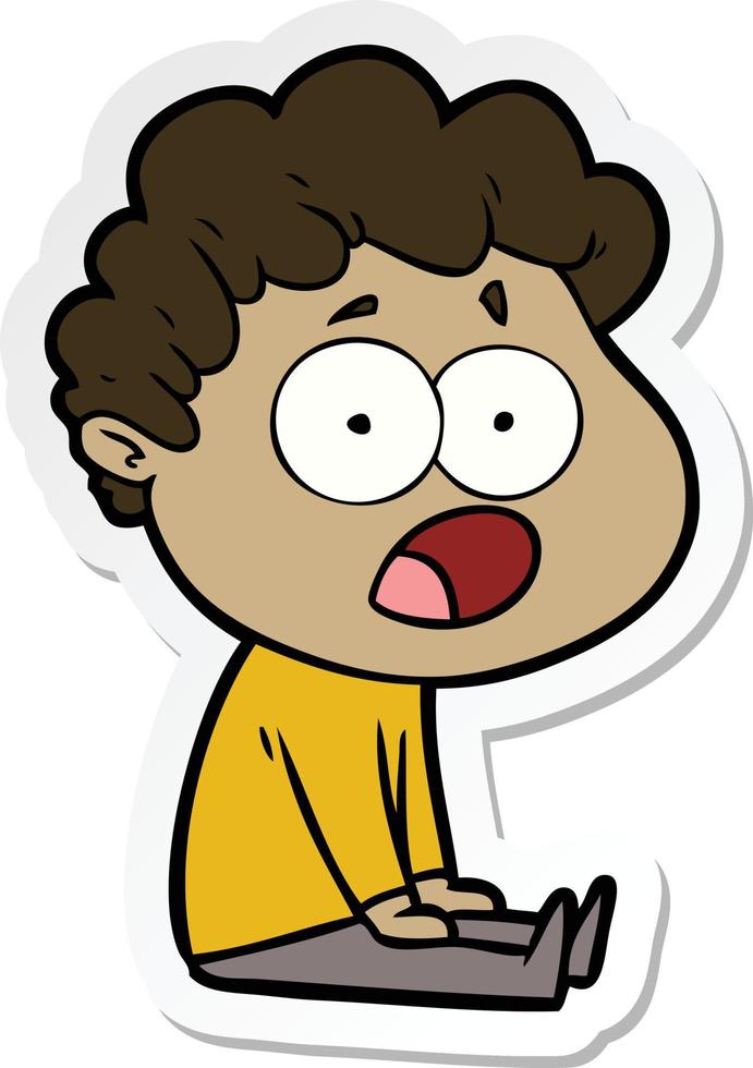 sticker of a cartoon man gasping in surprise vector
