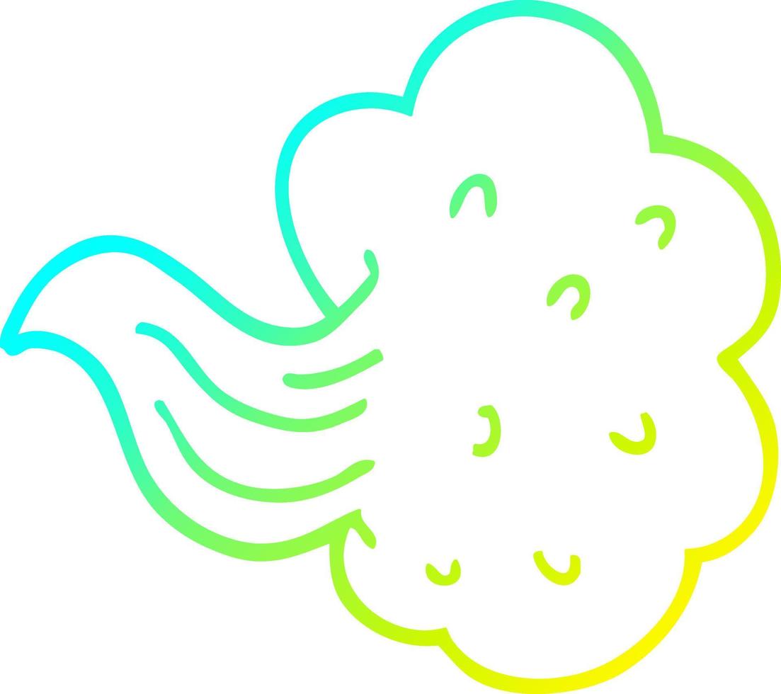 cold gradient line drawing cartoon gust of air vector