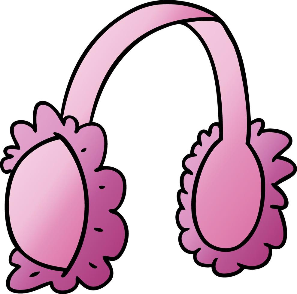 gradient cartoon doodle of pink ear muff warmers vector