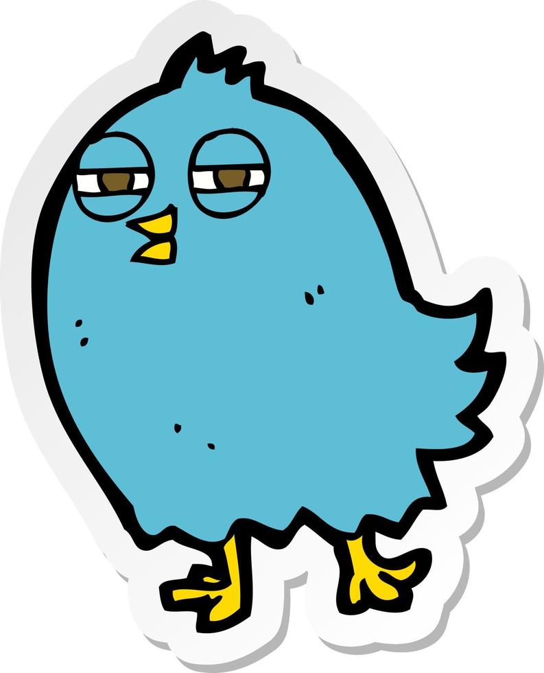 sticker of a funny cartoon bird vector