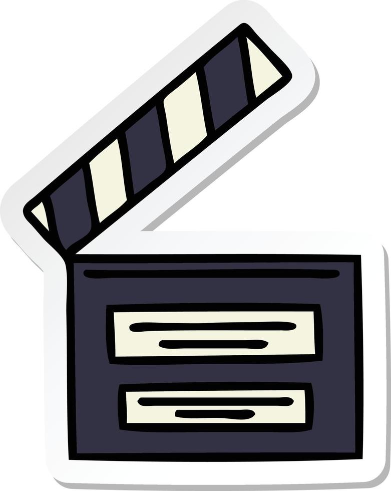 sticker of a cute cartoon director clapper vector