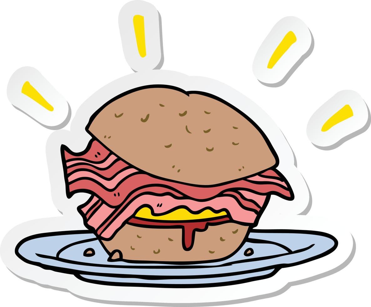 sticker of a cartoon bacon sandwich vector
