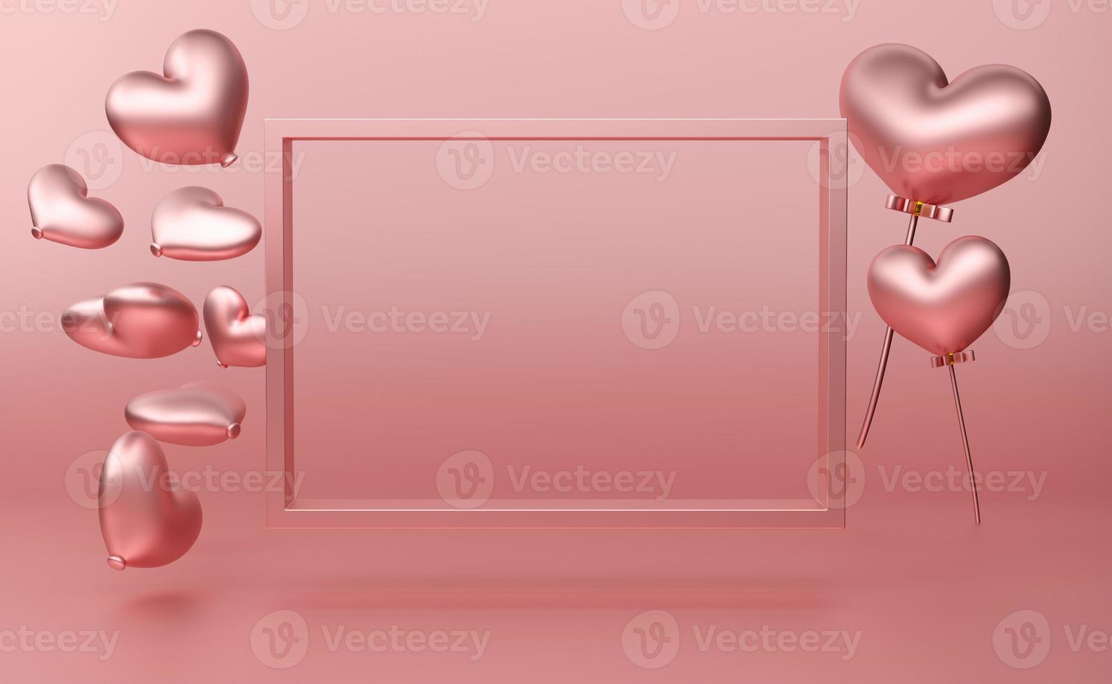 podium empty with geometric shapes in pink pastel composition for modern stage display and minimalist mockup ,birthday balloons and party or celebrations ,3d illustration or 3d render photo