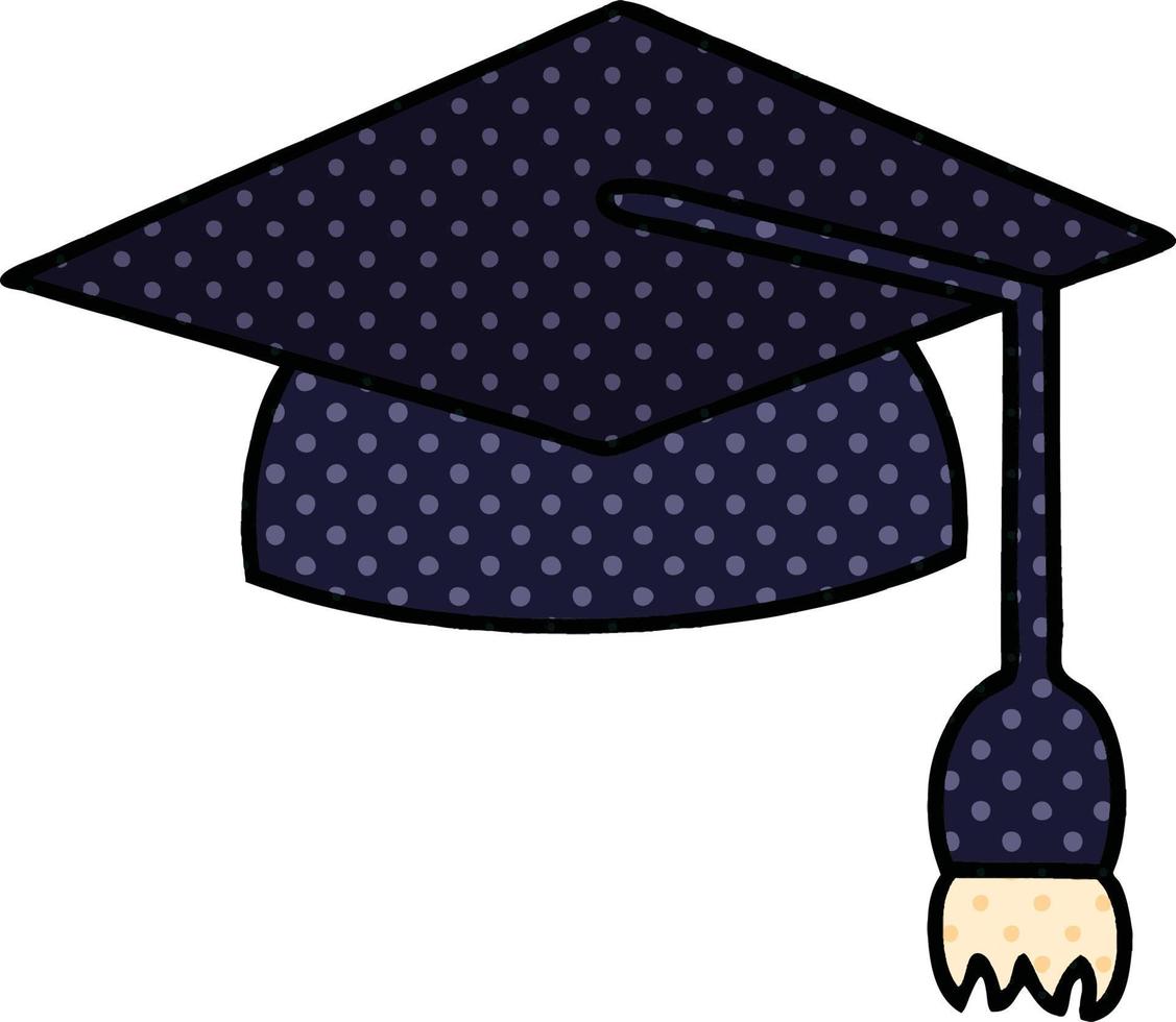 gorro de graduación de dibujos animados de estilo cómic vector