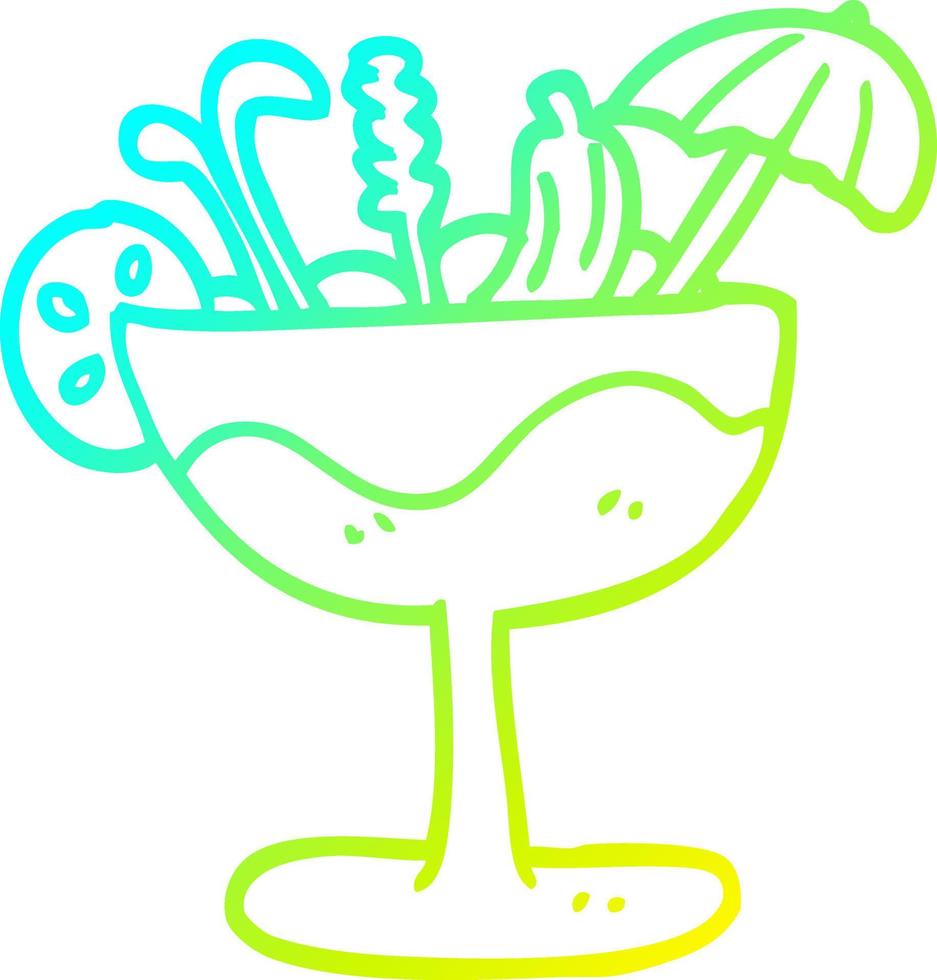 cold gradient line drawing cartoon cocktail vector