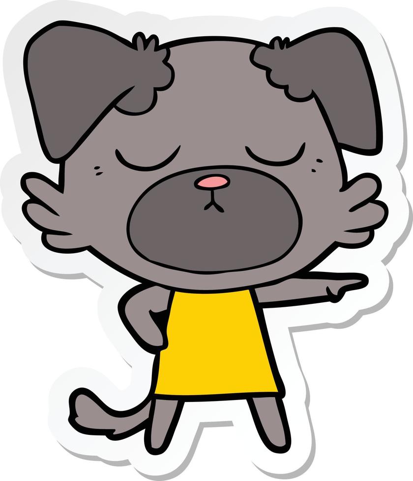 sticker of a cute cartoon dog vector