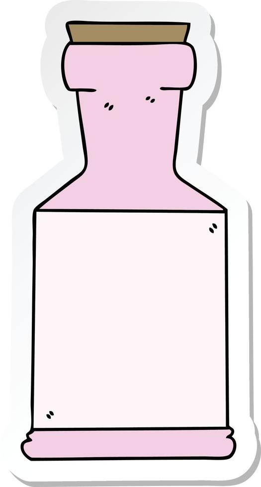 sticker of a quirky hand drawn cartoon potion bottle vector