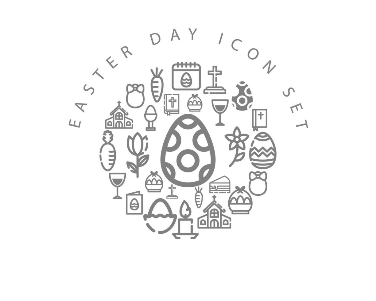 Easter day icon set design on white background. vector