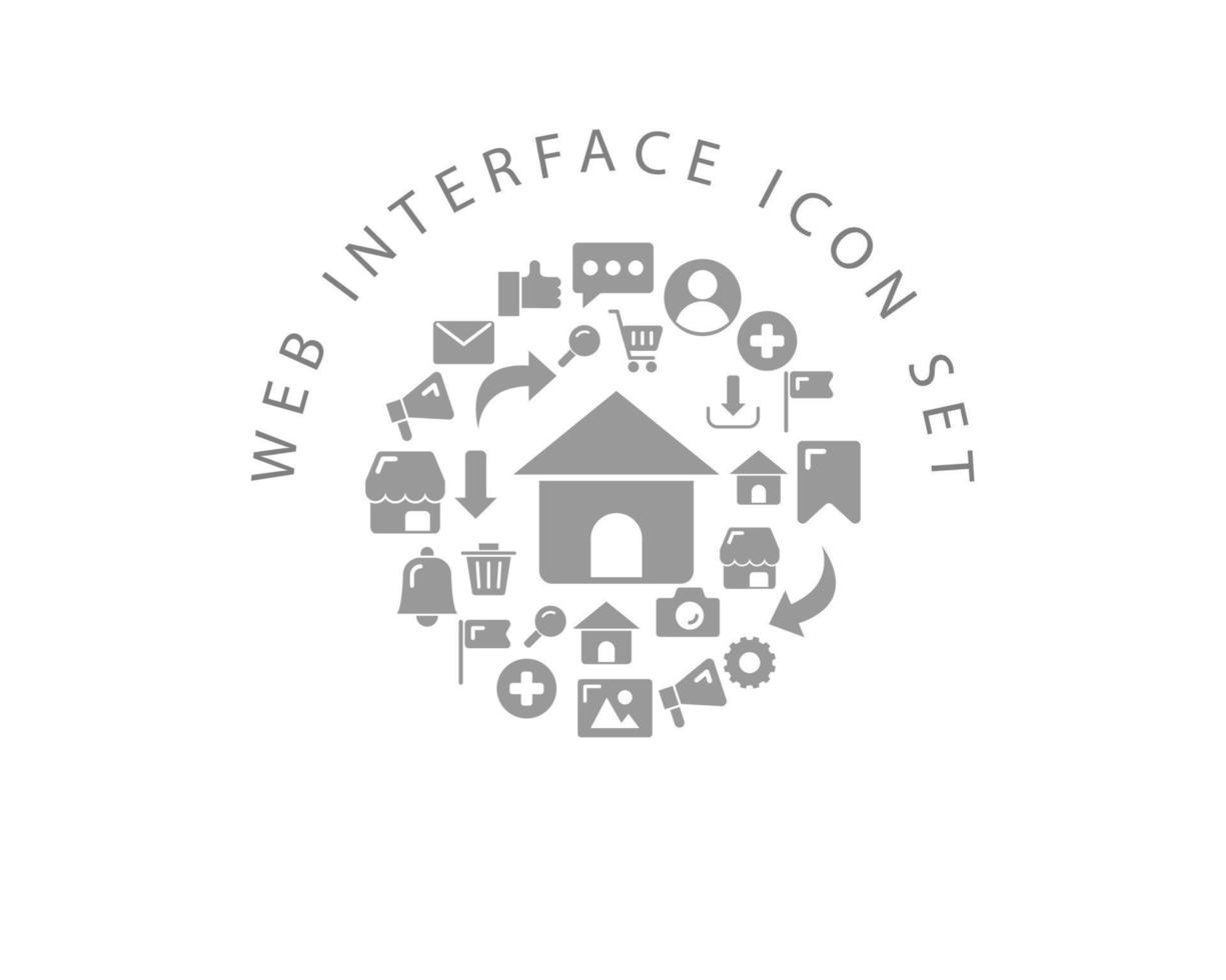 Web interface icon set design on white background. vector