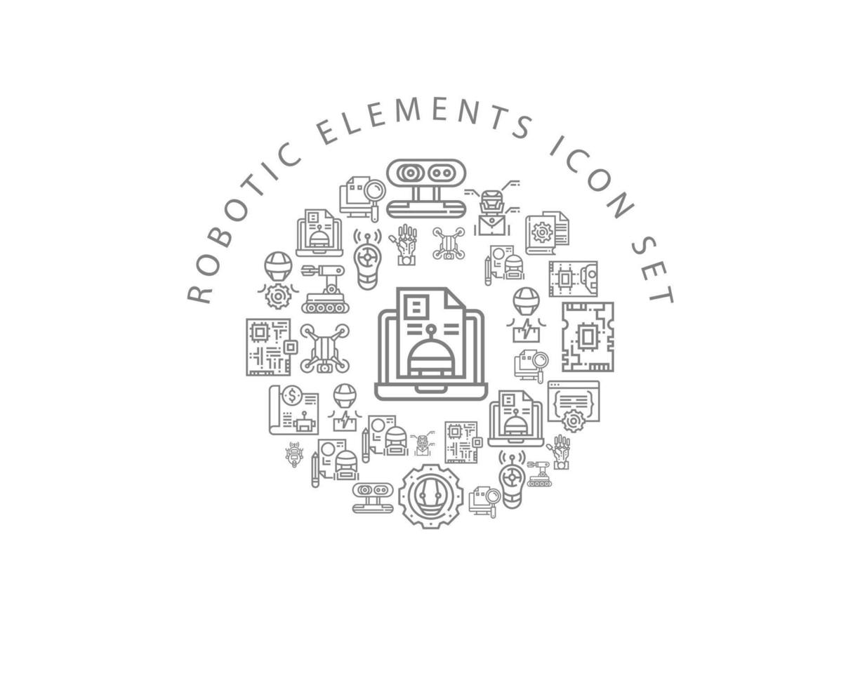 Robotic elements icon set design on white background. vector