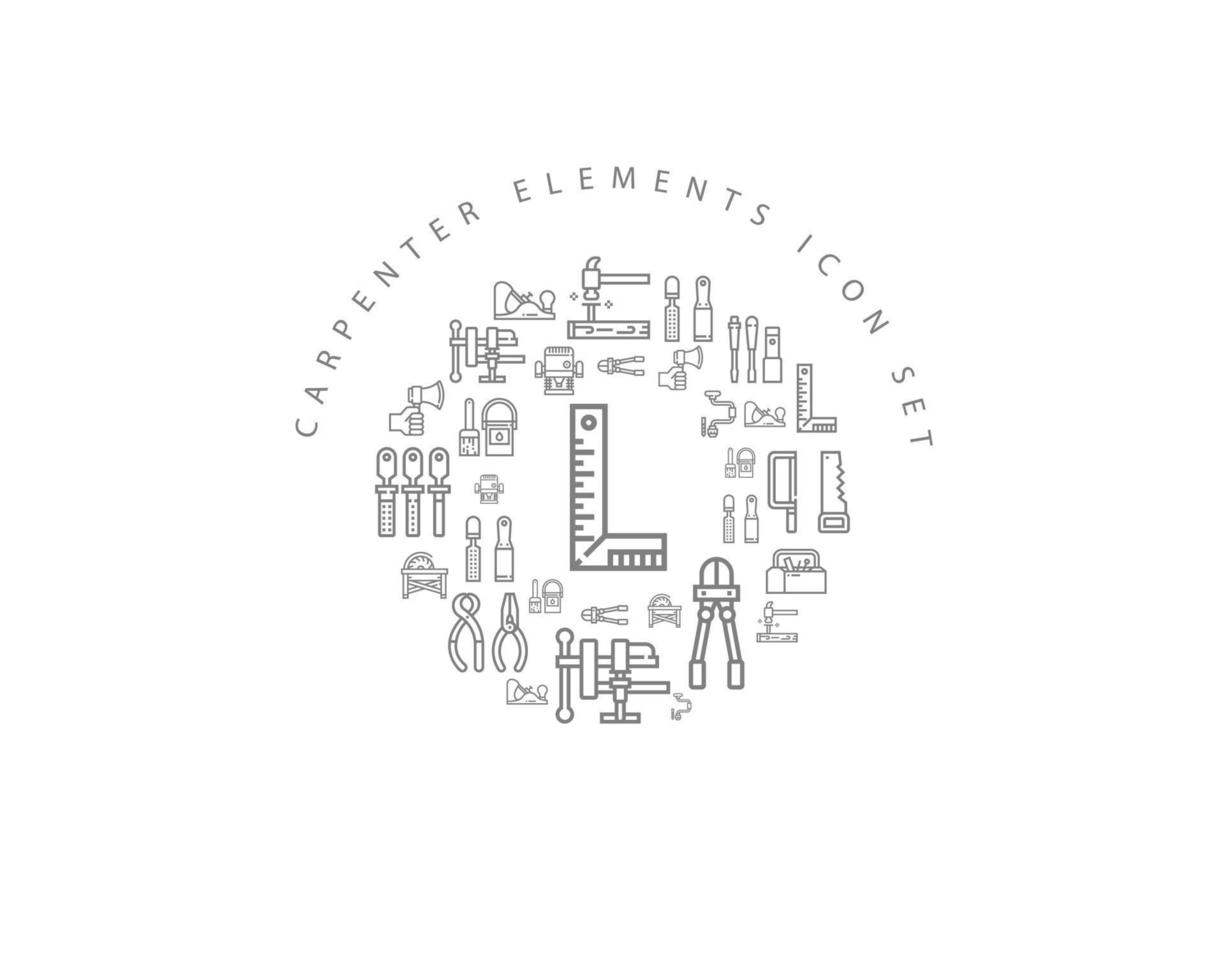 Carpenter elements icon set  on white background vector