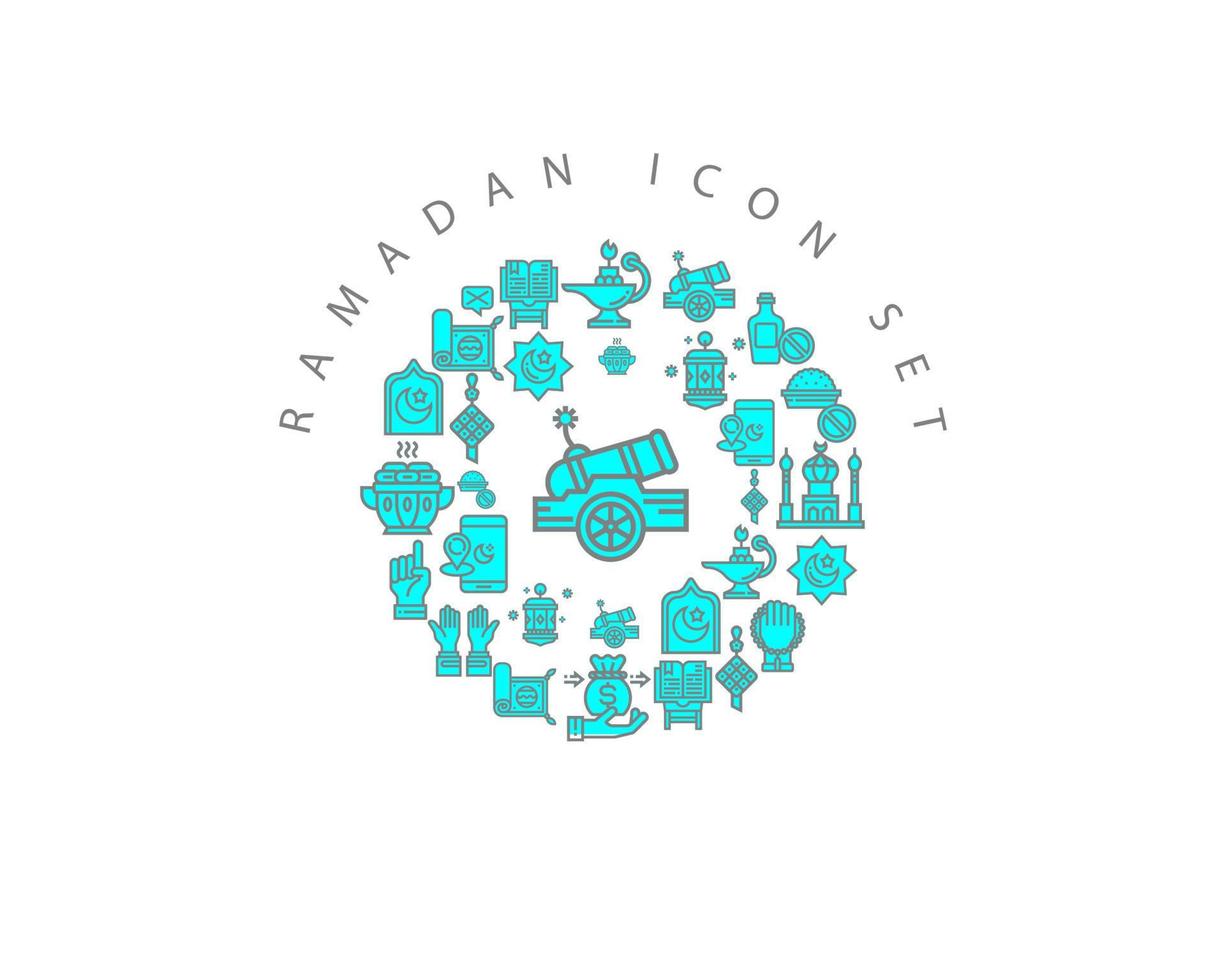 Ramadan icon set design on white background. vector