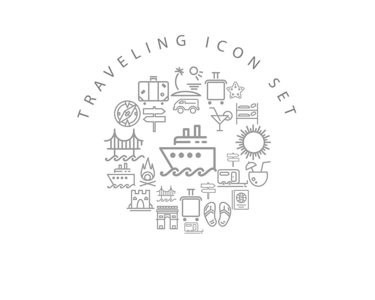 Traveling icon set design on white background. vector