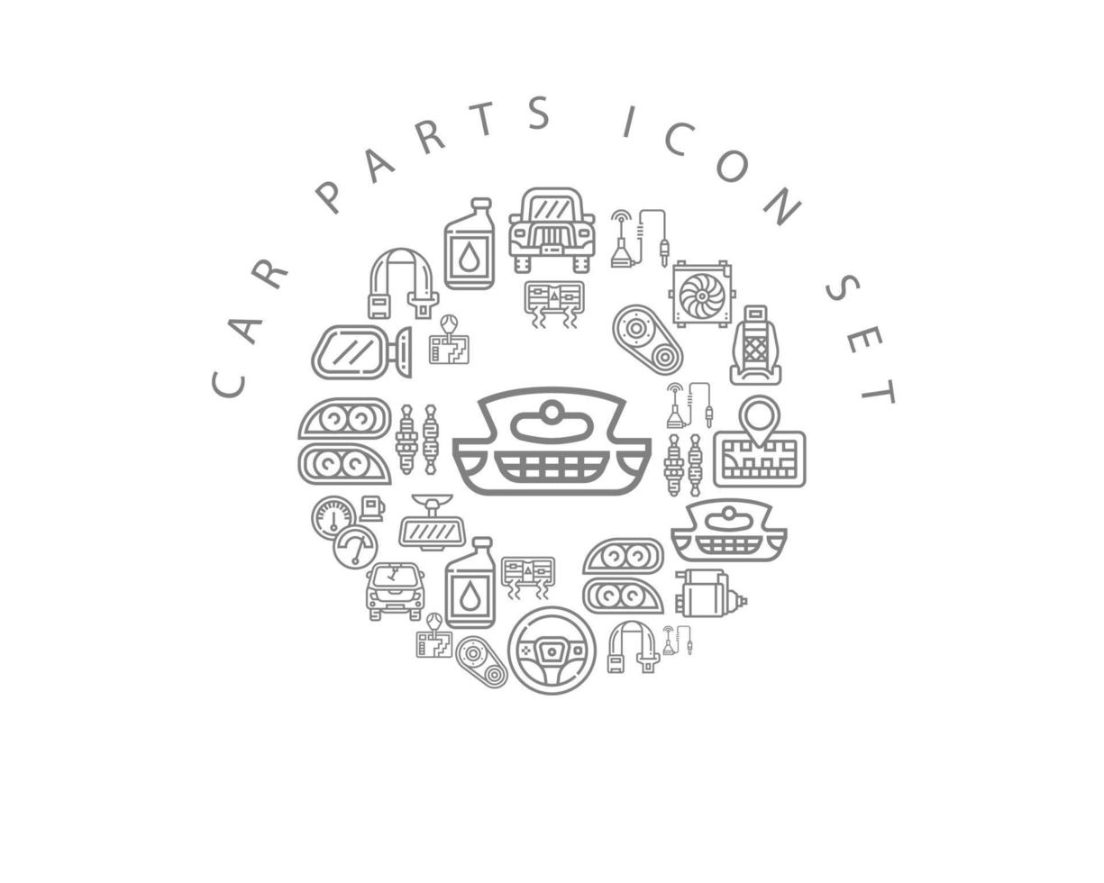 Car parts icon set design on white background. vector