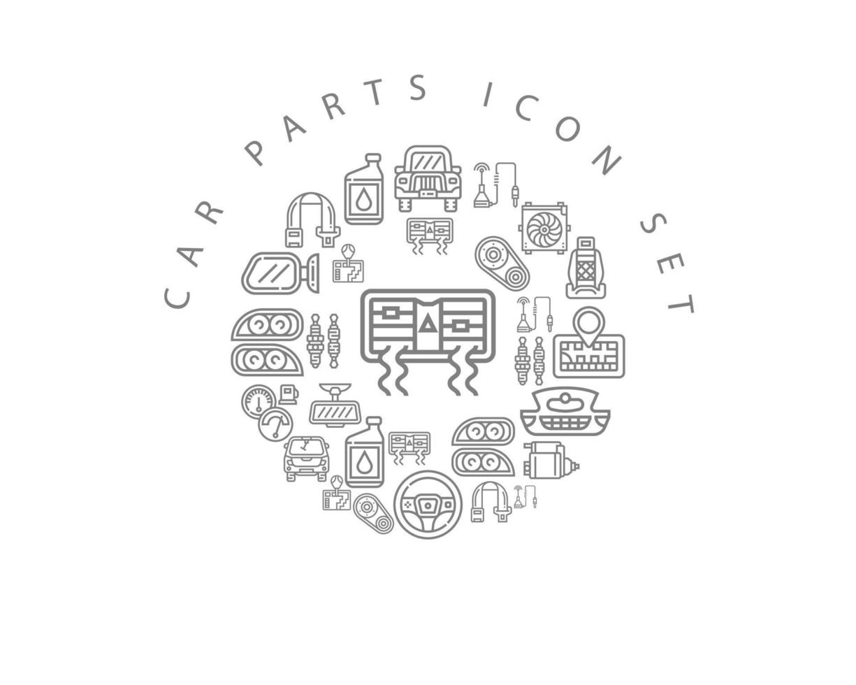 Car parts icon set design on white background. vector