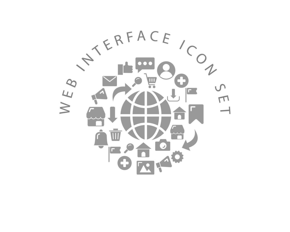 Web interface icon set design on white background. vector