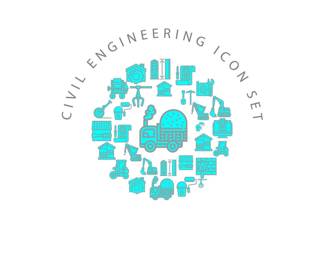 Civil engineering icon set design on white background. vector