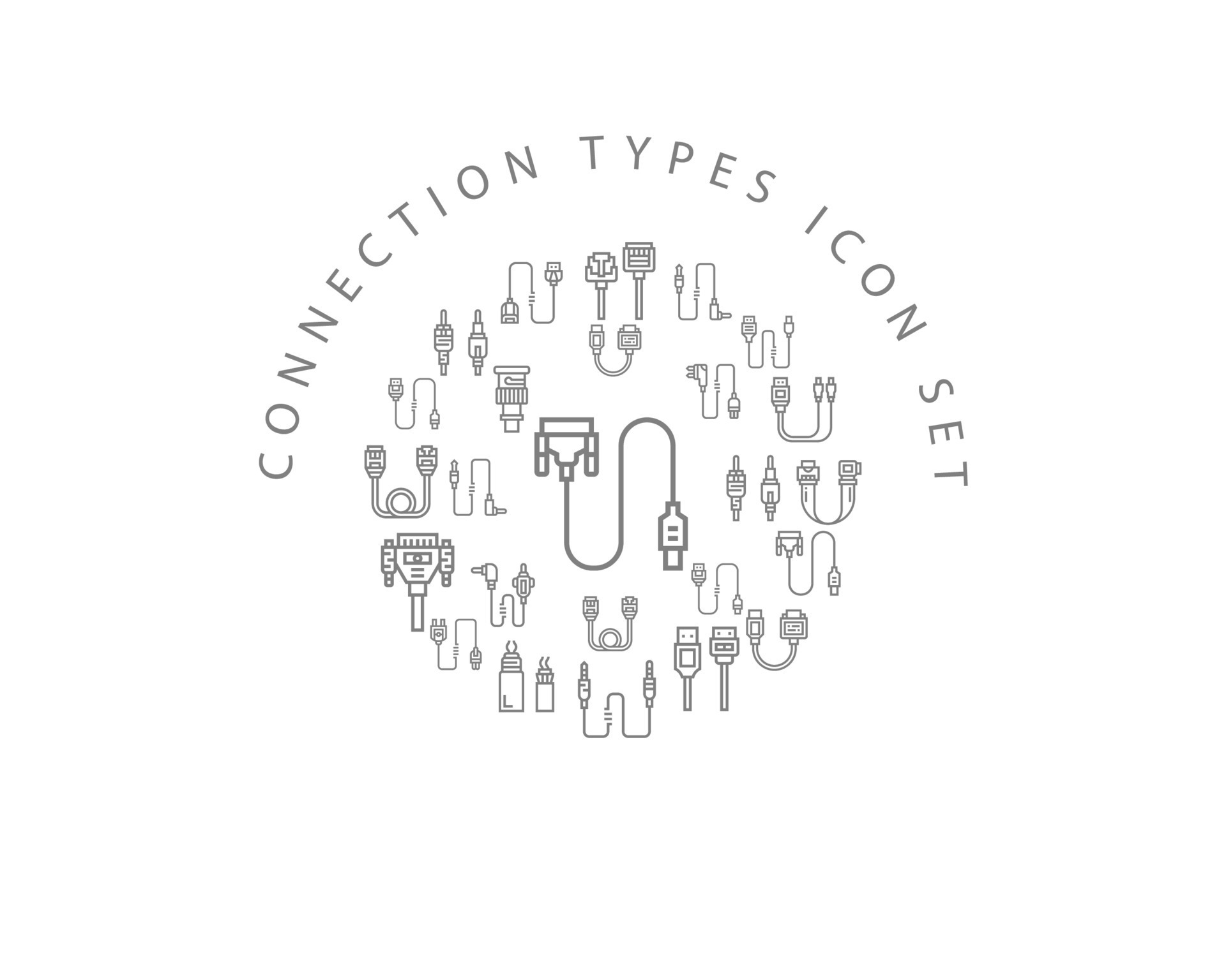 Connection types icon set design on white background 10734873 Vector