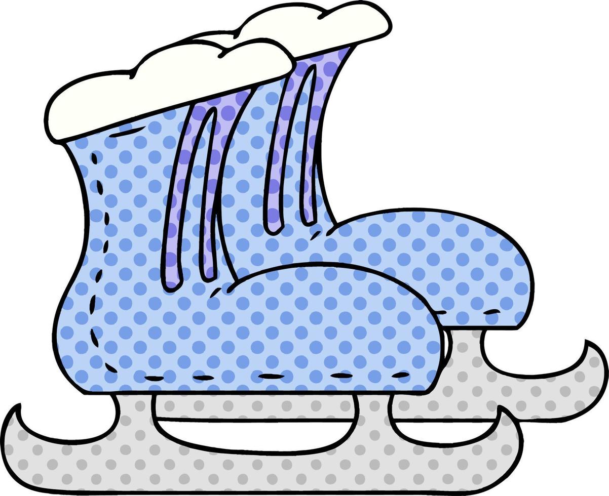 botas de patín de hielo de doodle de dibujos animados vector