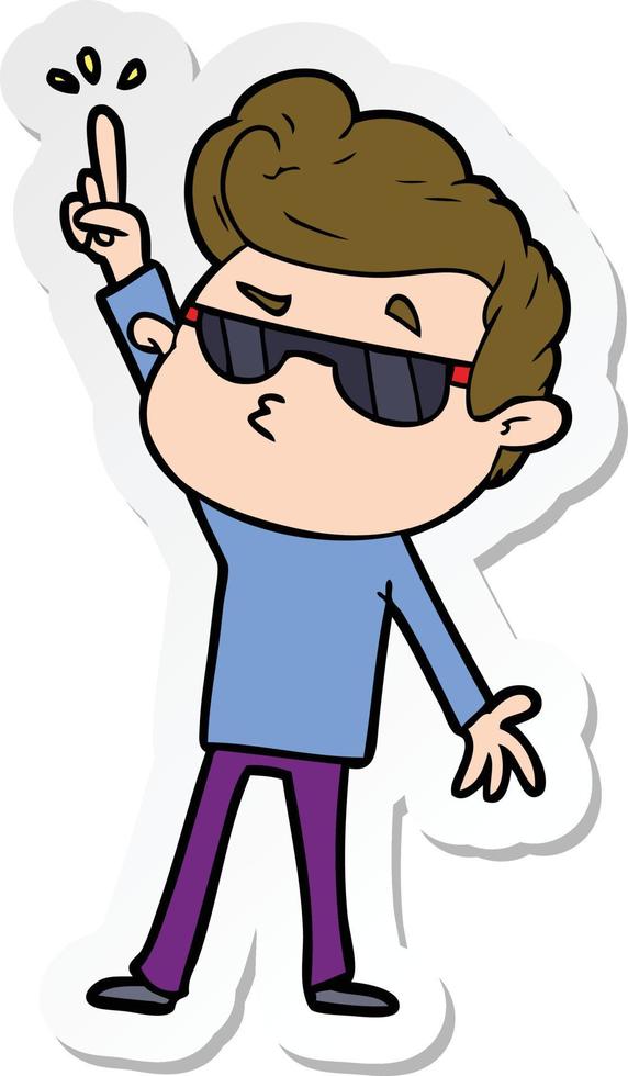 sticker of a cartoon cool guy vector
