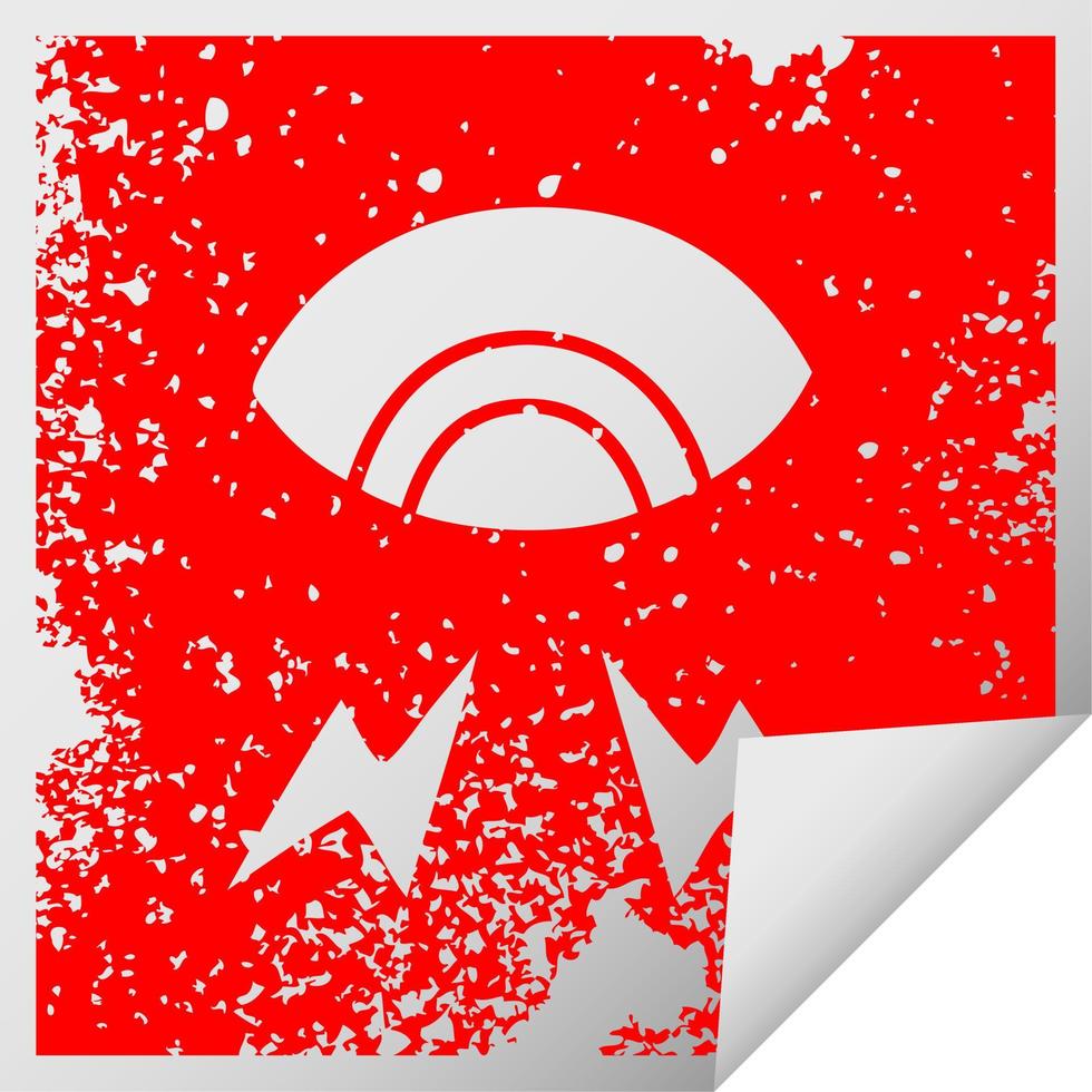 distressed square peeling sticker symbol mystic eye vector