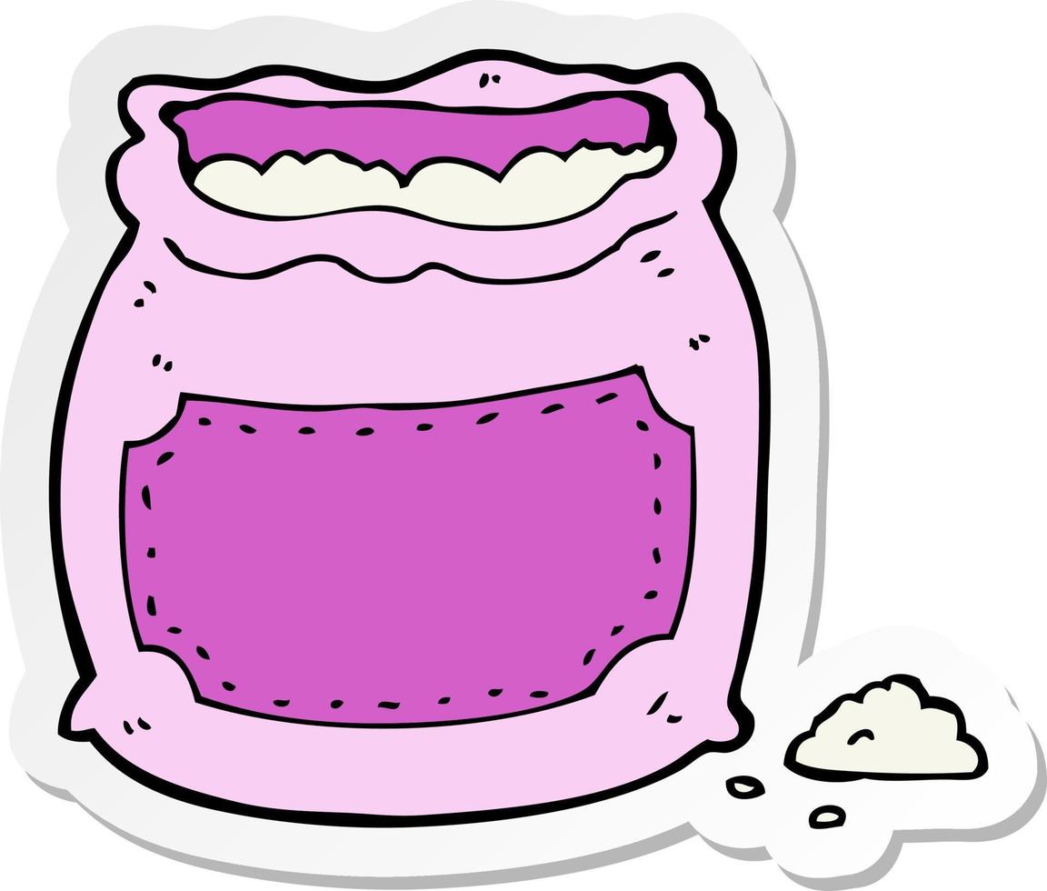 sticker of a cartoon pink bag of flour vector